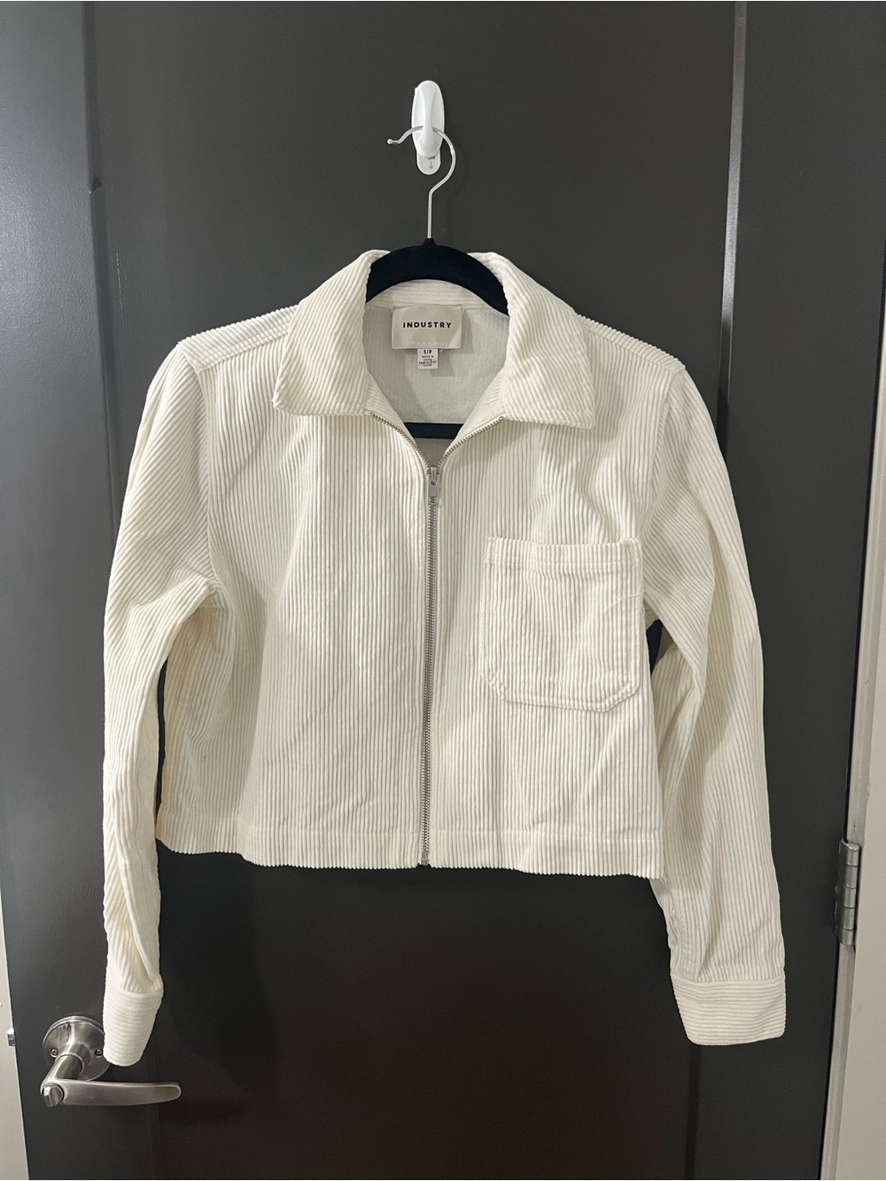 Industry Off-White Cream Corduroy Zip-Front Jacket Women’s Small
